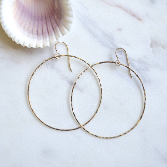 Hammered Hoops in Gold